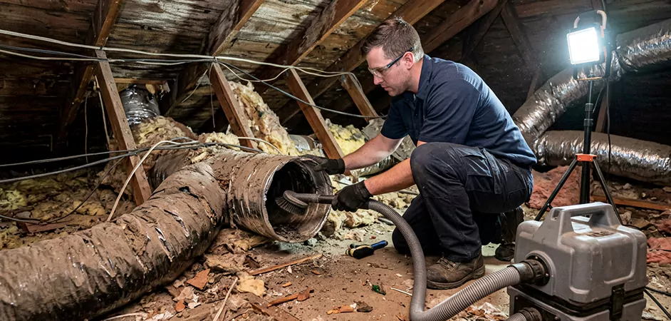 Storm-Damaged Attic Duct Cleaning in Fort Worth
