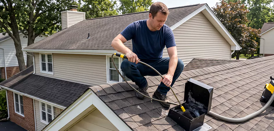 Multi-Story Roof Dryer Vent Cleaning in Fort Worth
